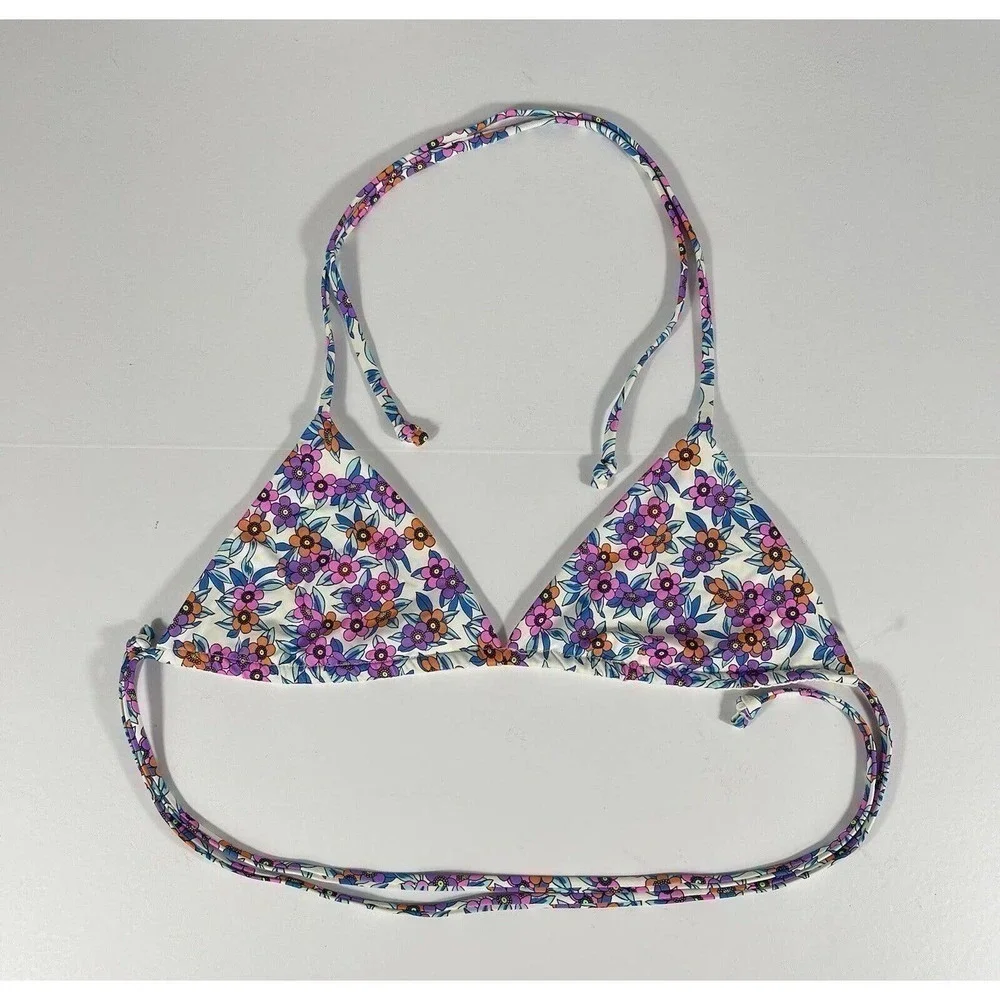 Frankies Bikinis Tia Floral Triangle Women's Bikini Top Flower Farm Sz - M